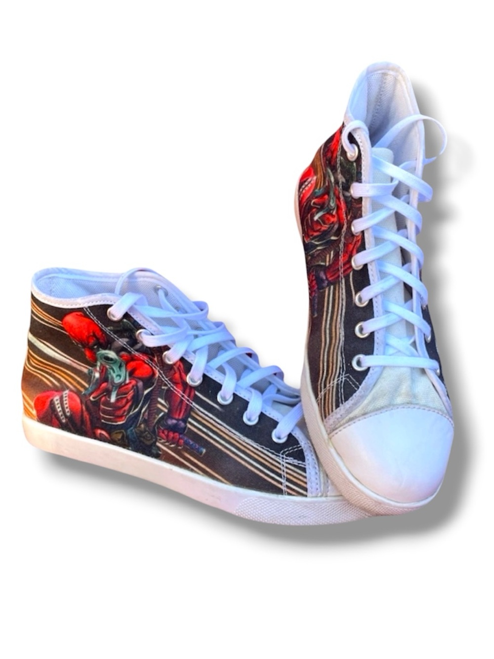 Deadpool Graphic Print Shoe High Top Sneakers Lace Up READ DESCRIPTION